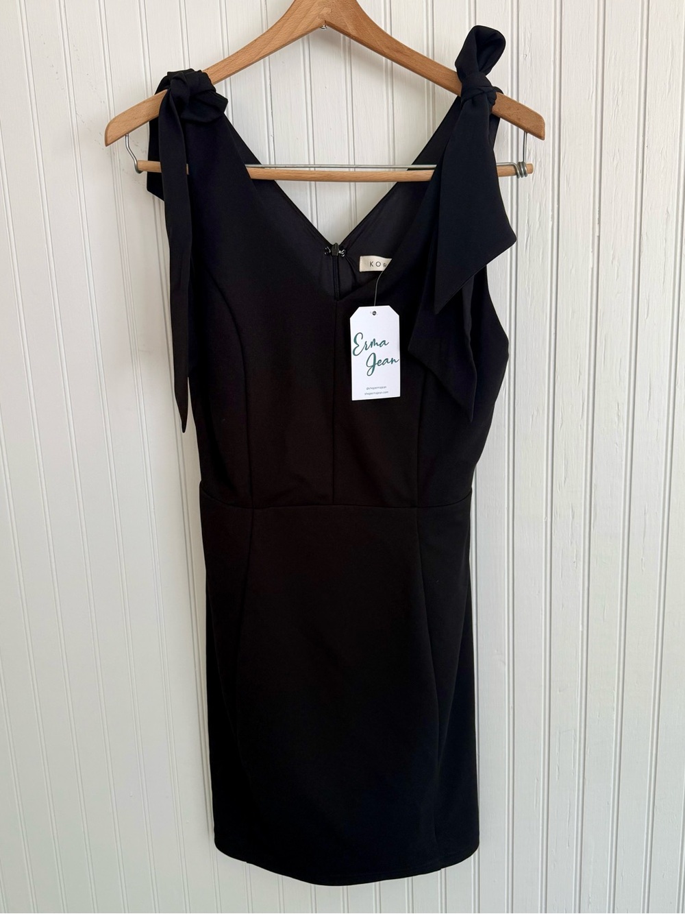 Kori Black Tie-Shoulder Mini Dress NWT